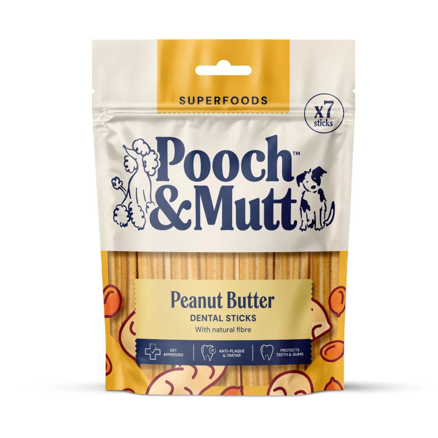 Artisan Pooch and Mutt Dental Stick Dog Treats Peanut Butter 251g 7 Pack Minimalist