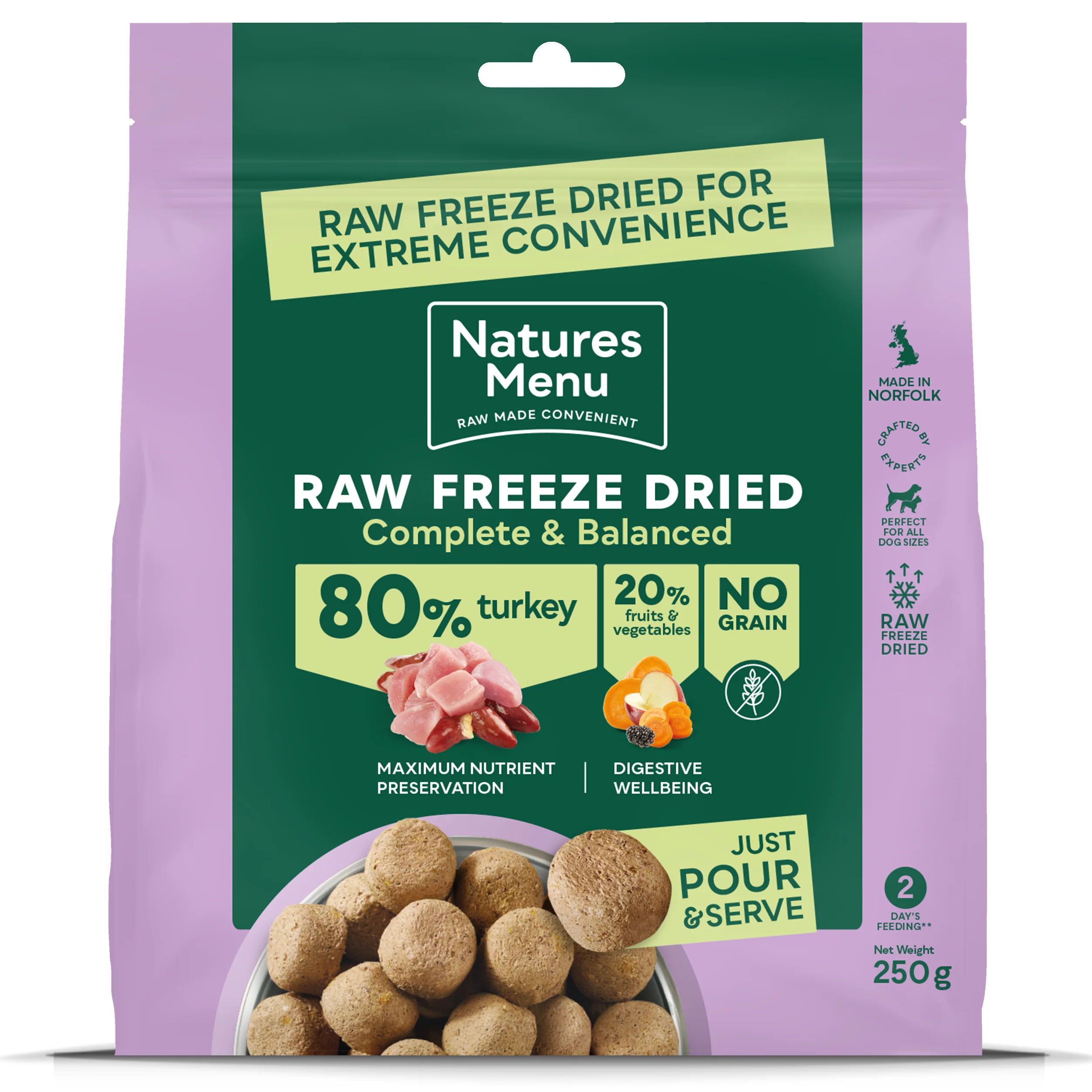Dependable Natures Menu Raw ze Dried Adult Dog Food Turkey Consistent