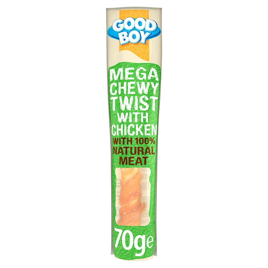 Recyclable Good Boy Mega Chicken Twist Dog Treat 70g Long-Lasting