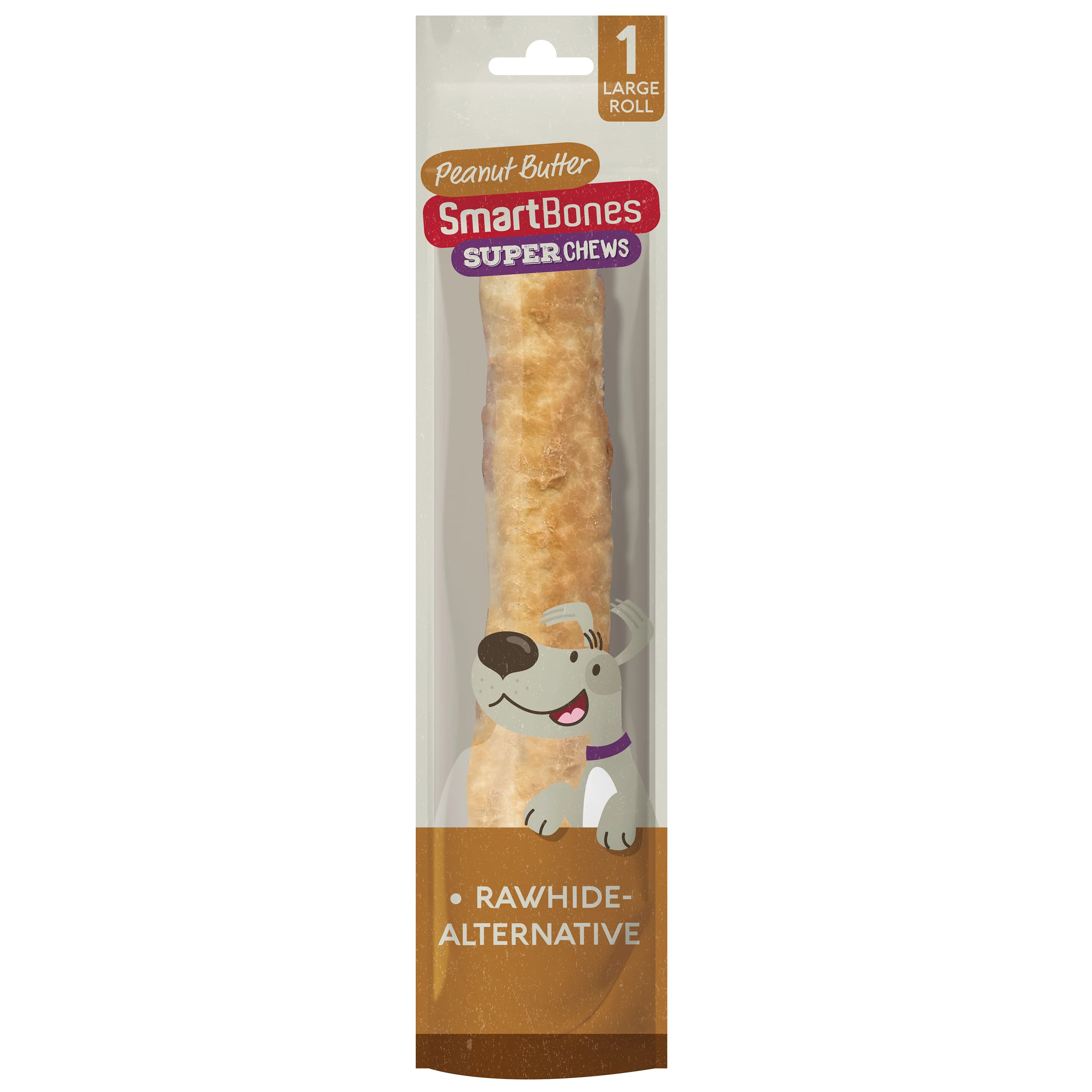 Selected SmartBones Super Chews Rawhide Peanut Butter Large Roll Dog Treat 80g Reliable