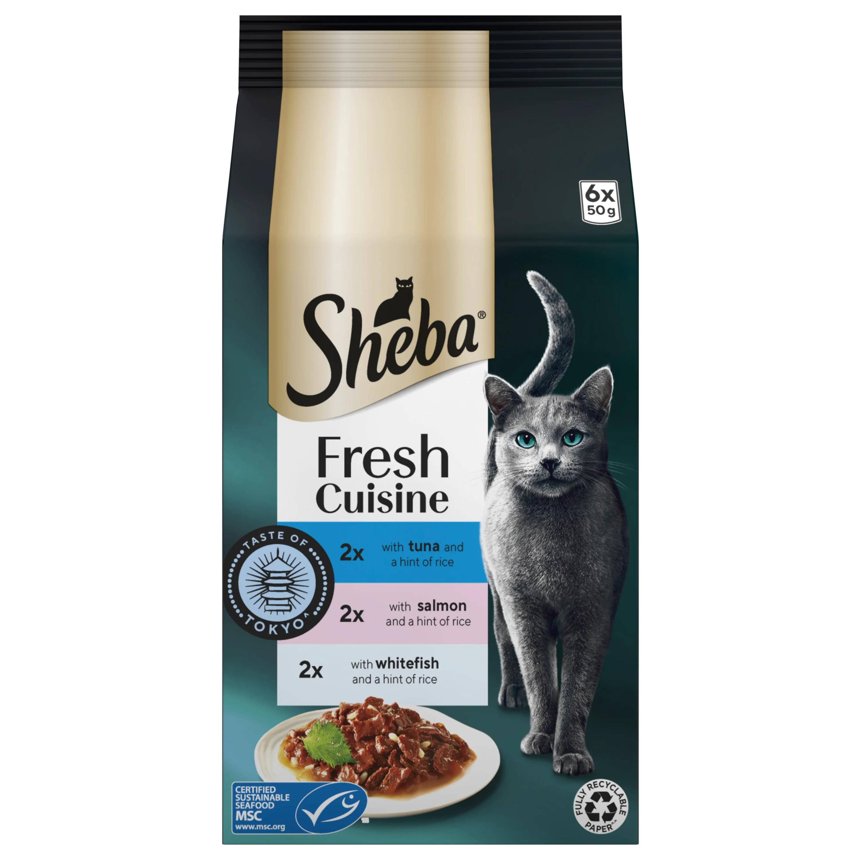 Original Design Sheba Fresh Cuisine Wet Adult Cat Food Taste of Tokyo In Gravy Breathable