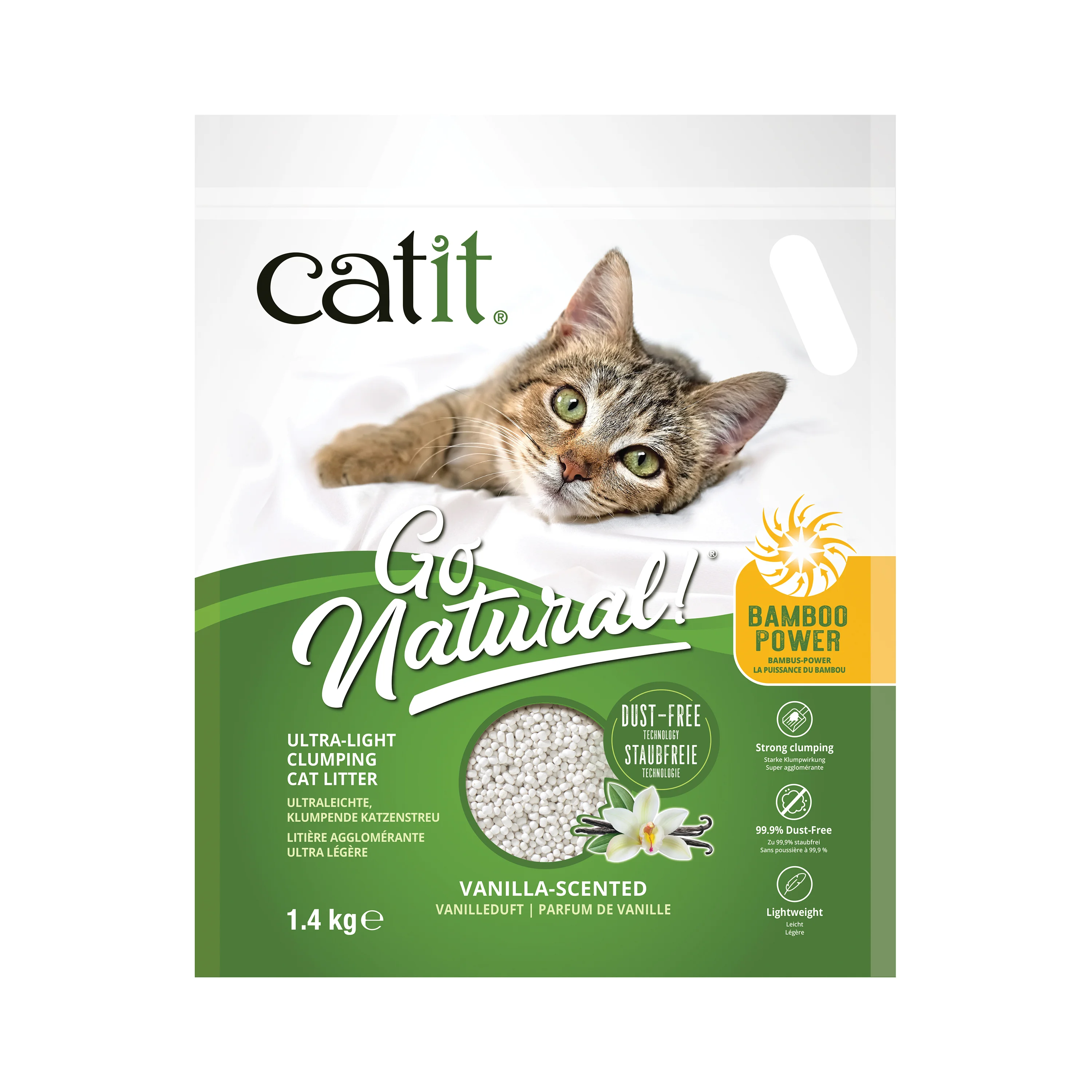 Responsible Catit Go Natural Ultra-light Bamboo Clumping Vanilla Scented Cat Litter 1.4kg Innovative