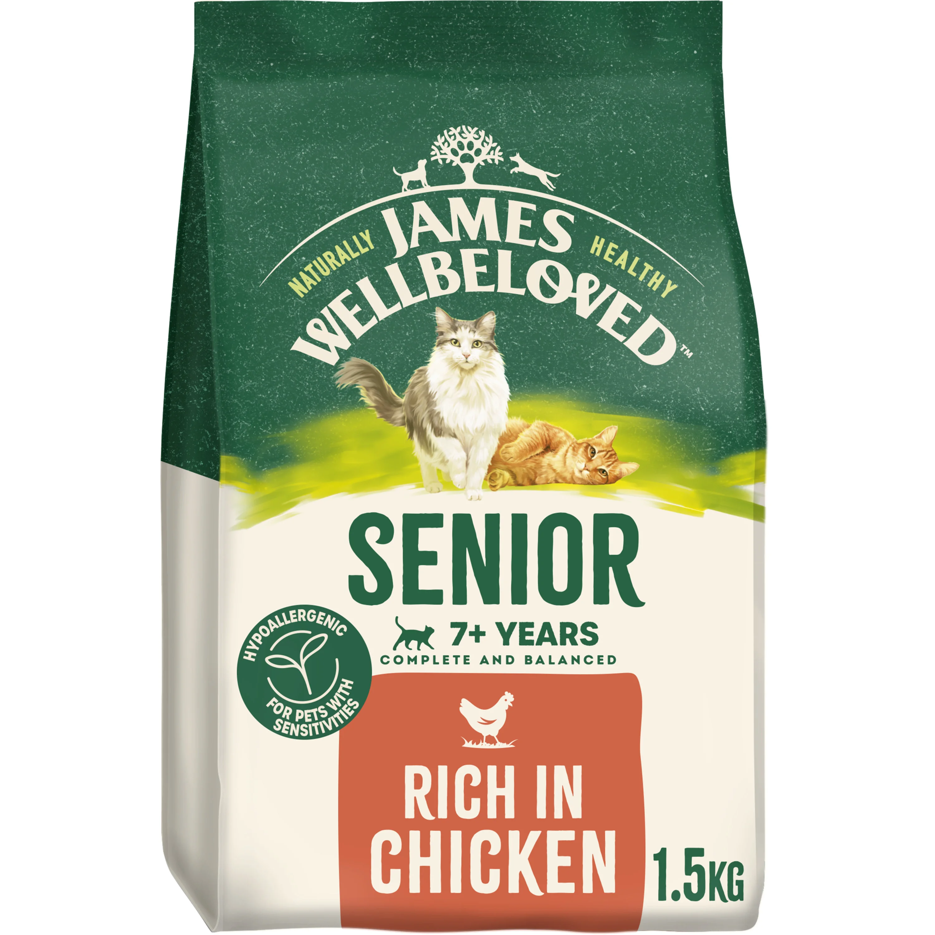 Easy-to-Use James Wellbeloved Senior Dry Cat Food Chicken 1.5kg High-End