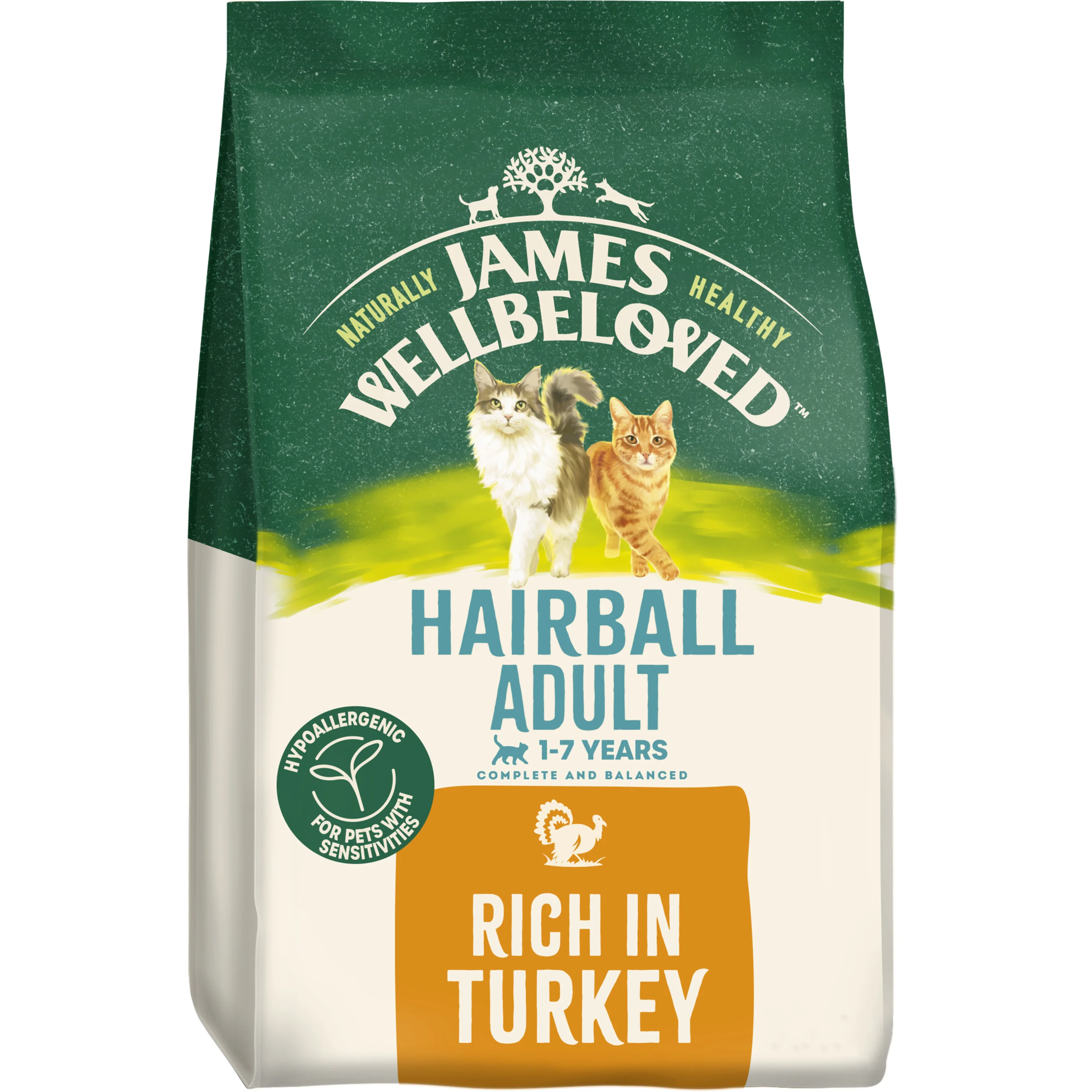 Safe James Wellbeloved Hairball Adult Dry Cat Food Turkey Dependable