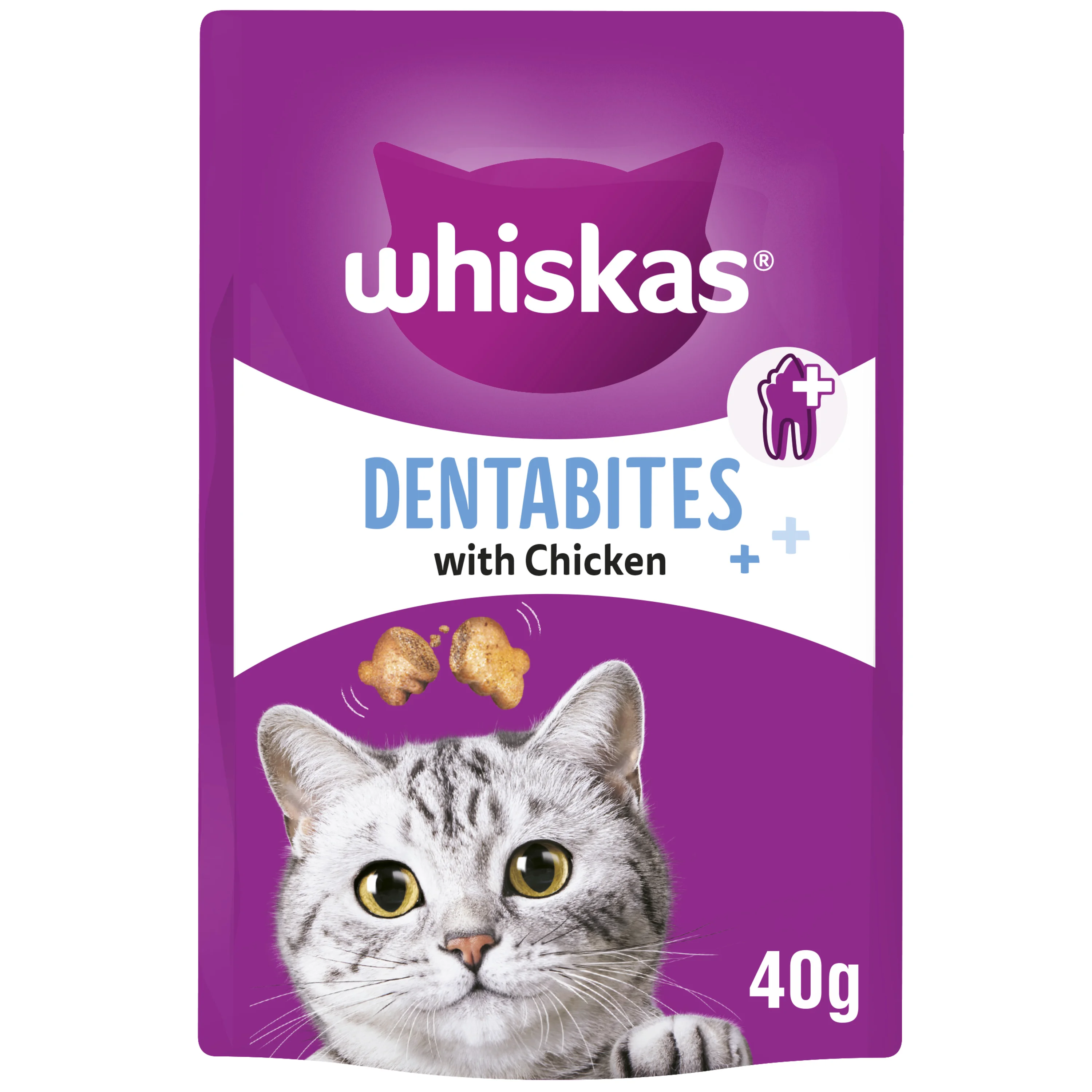 Original Whiskas Dentabites Adult Cat Treats with Chicken 40g Classic