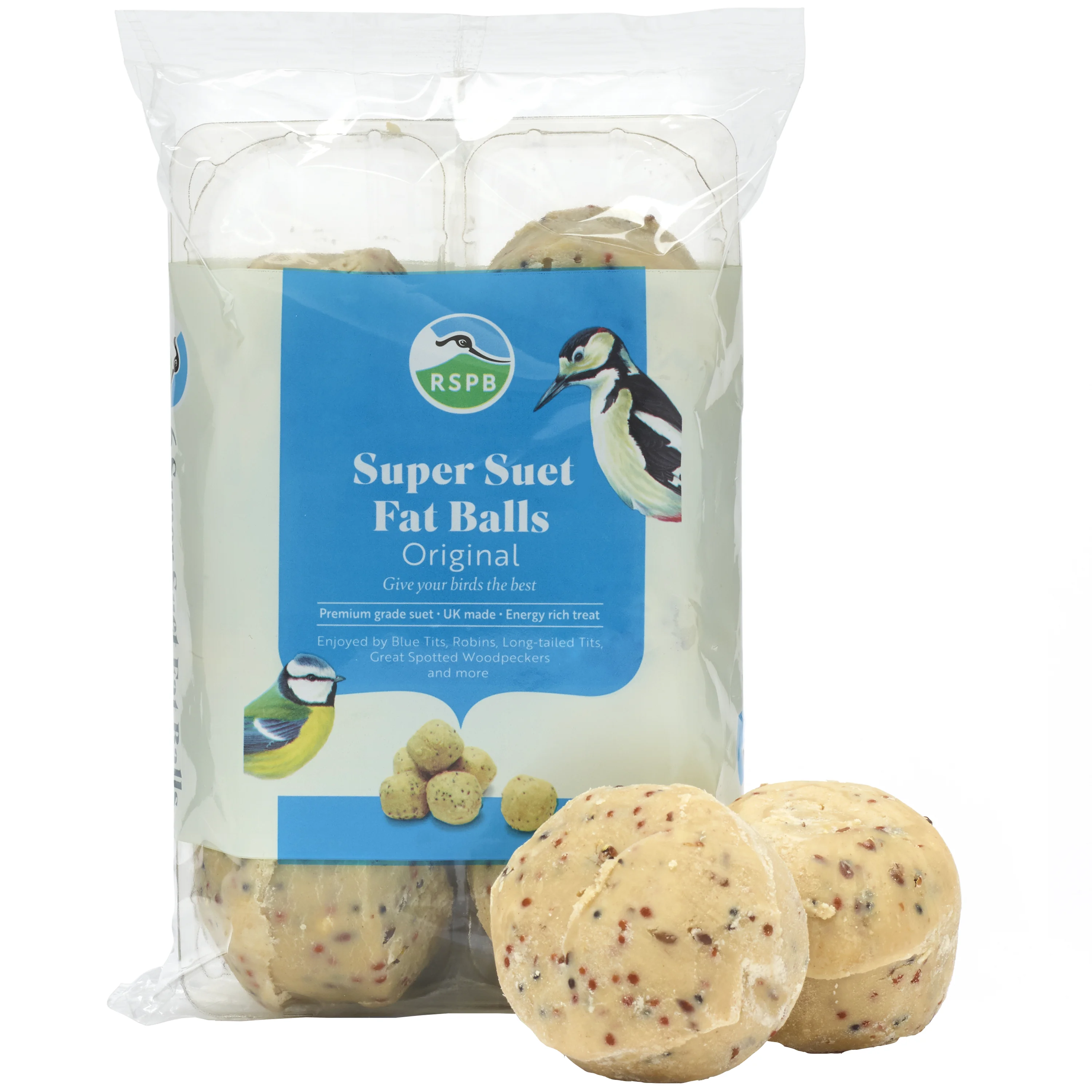 Convenient RSPB Super Suet Balls Wild Bird Food 6x80g Official